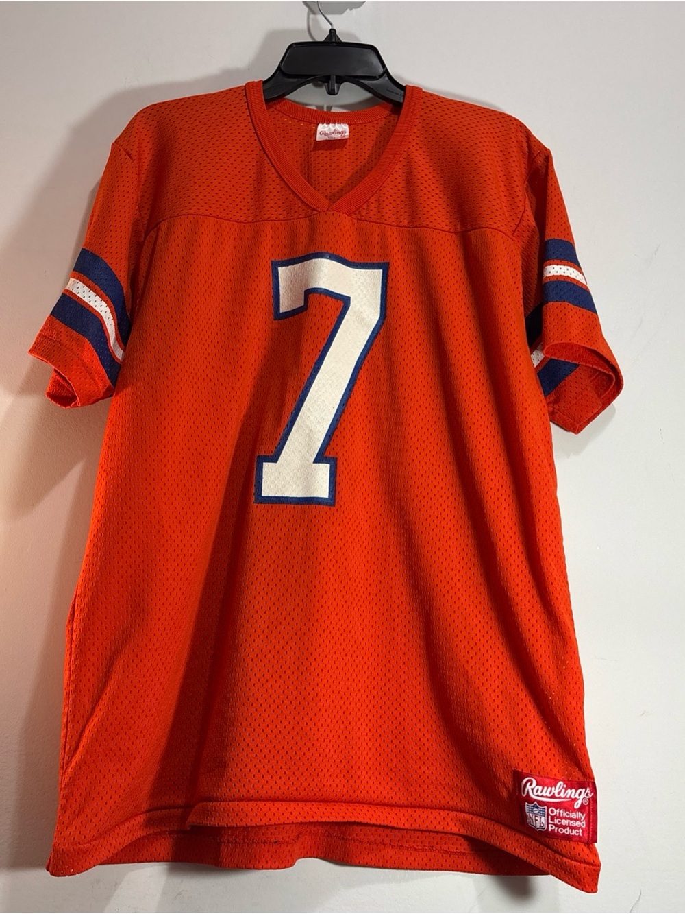 Denver Broncos Rawlings Men’s Orange Number 7 Mesh Football Jersey Vintage